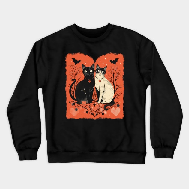 Valentine's Day Love Vintage Halloween Black Cat Witch Retro Cute Super Cool Best Gift Crewneck Sweatshirt by MortuaryChill